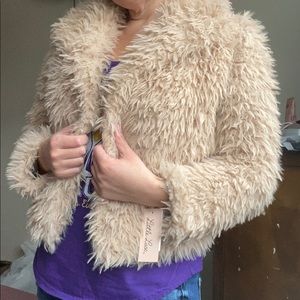 Furry Jacket-Light Tan-Size Small
